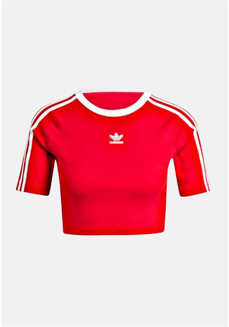 Red crop women's t-shirt with embroidered white trifoil logo ADIDAS ORIGINALS | IP0665.